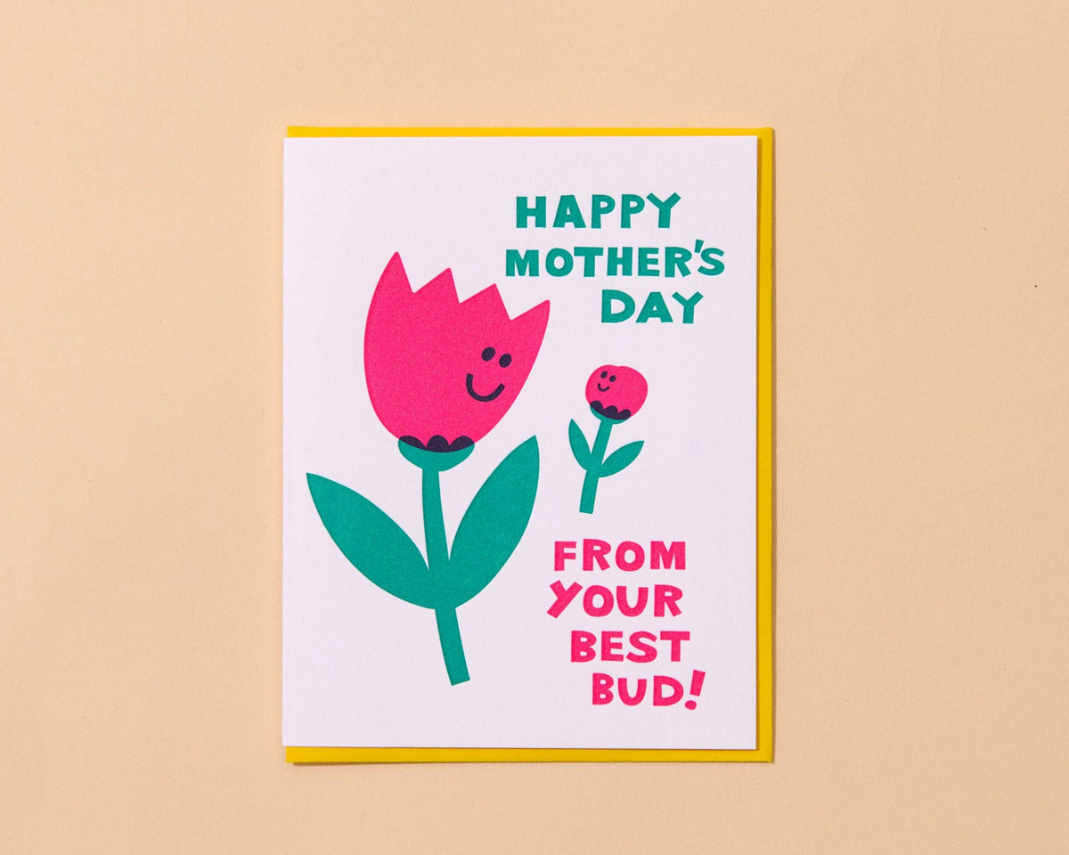 Letterpress Mother's Day Card—Mom's Best Bud (Tulip)