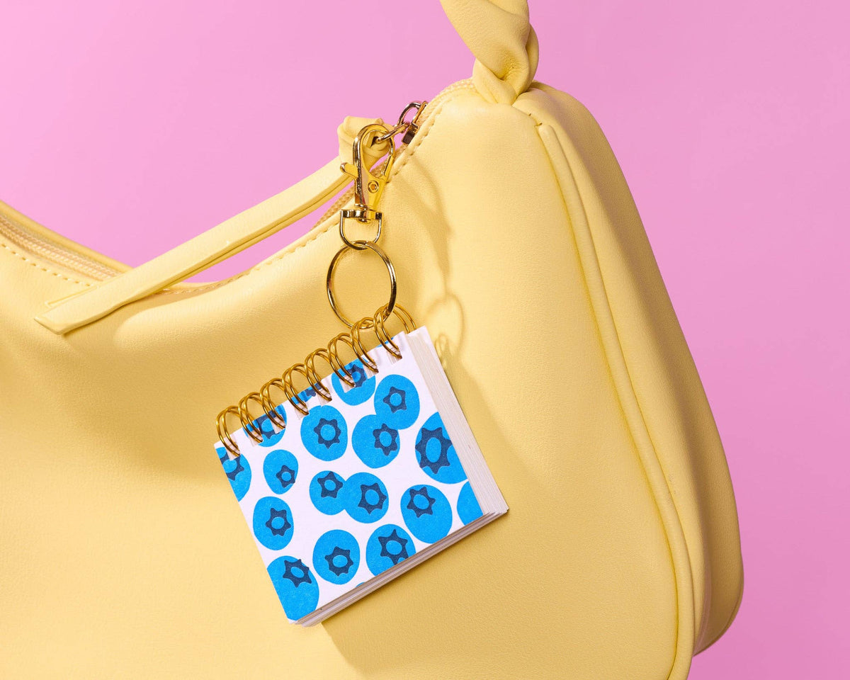 Letterpress Teenybook Mini Notebook Bag Charm—Blueberry