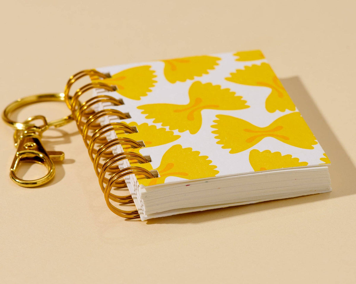 Letterpress Teenybook Mini Notebook Bag Charm—Bow Tie Pasta