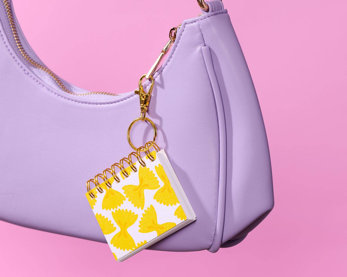 Letterpress Teenybook Mini Notebook Bag Charm—Bow Tie Pasta