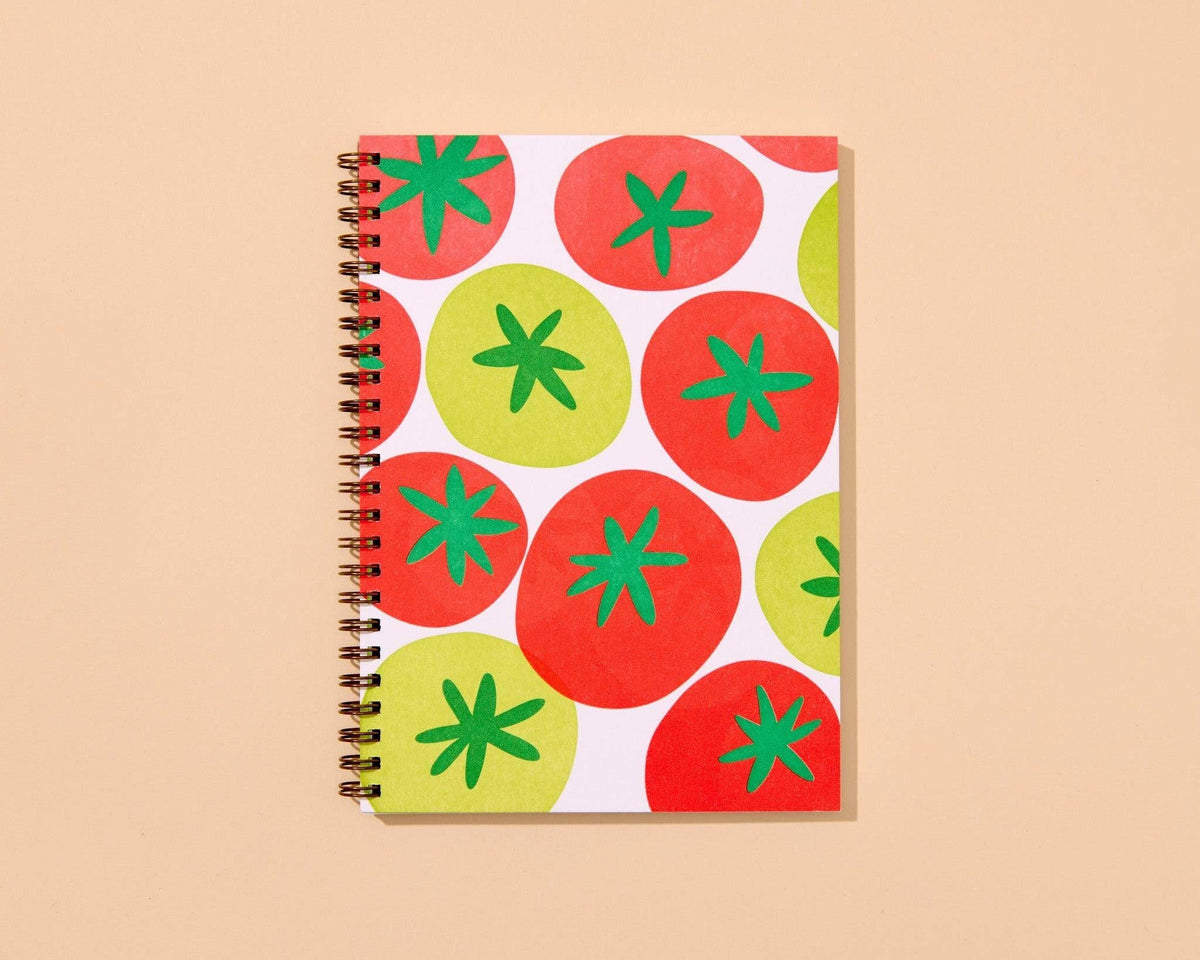 Letterpress A5 Spiral Notebook (Lined)—Tomatoes