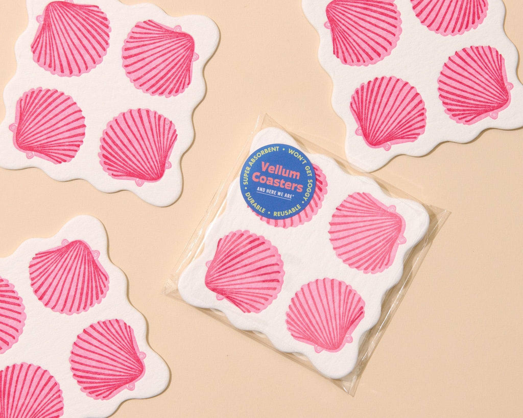 Letterpress Vellum Coaster Set—Scalloped Modern Shells