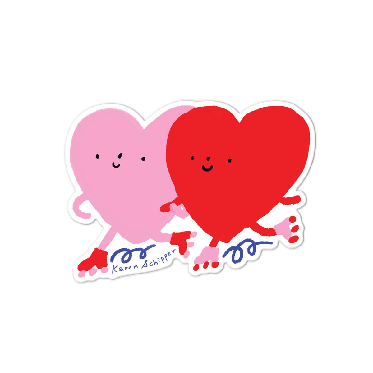 Skating Heart Sticker - Fun and Cute Valentine Vinyl Sticker