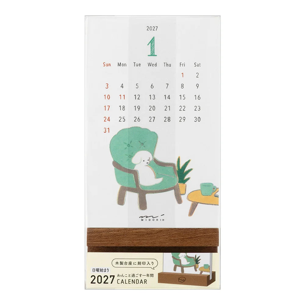 2027 Midori Stand Calendar - Dog