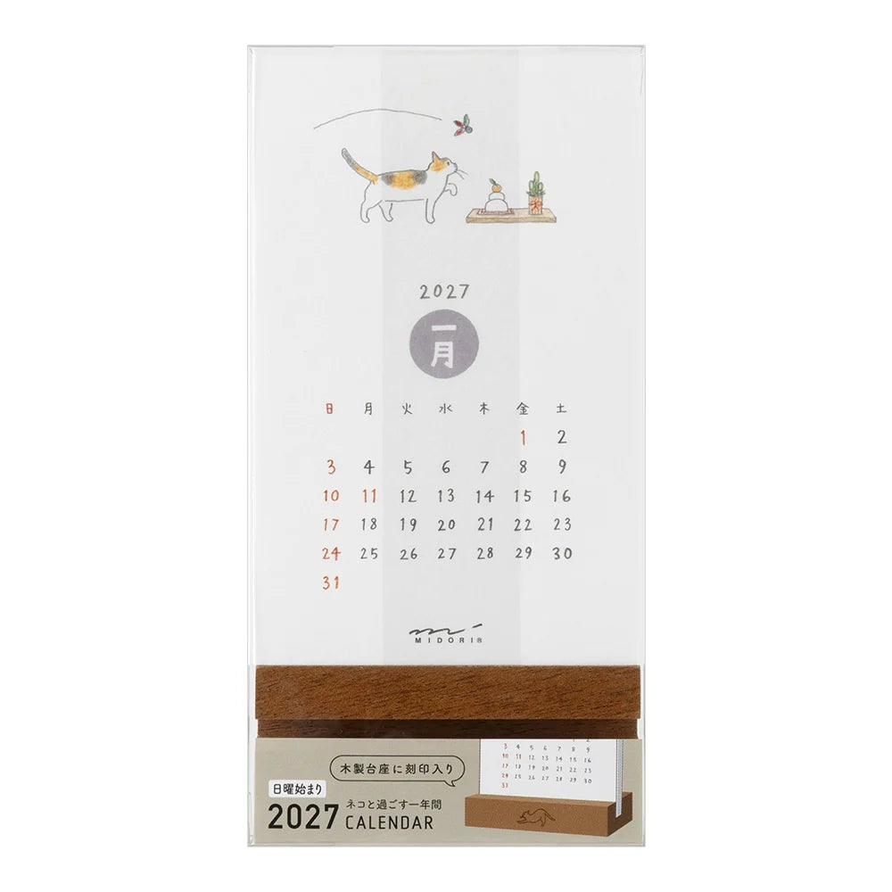 2027 Midori Stand Calendar - Cat