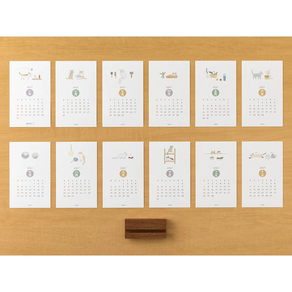 2027 Midori Stand Calendar - Cat