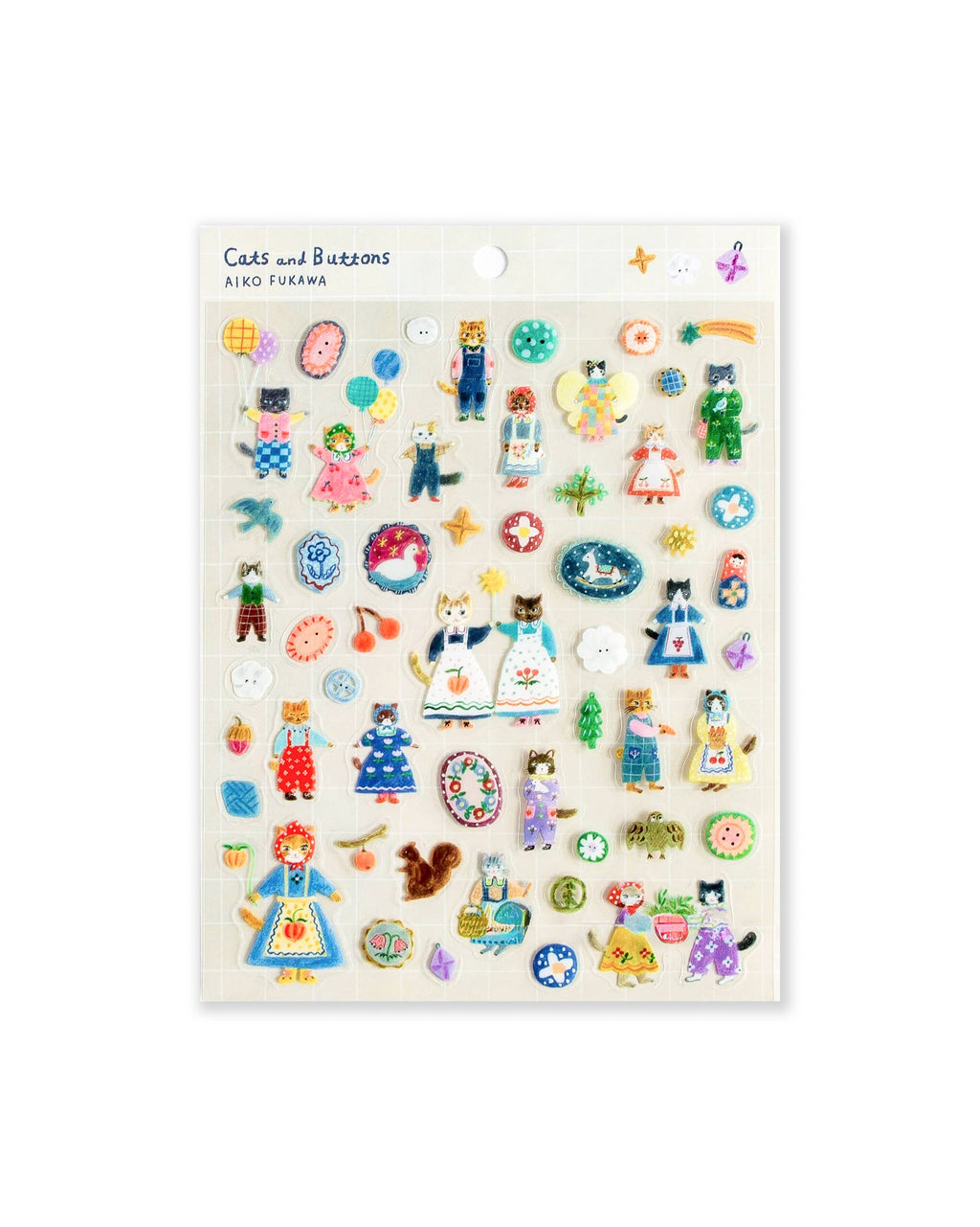 Clear Sticker Sheet - Cats and Buttons