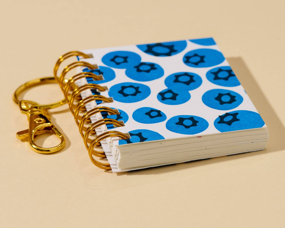 Letterpress Teenybook Mini Notebook Bag Charm—Blueberry
