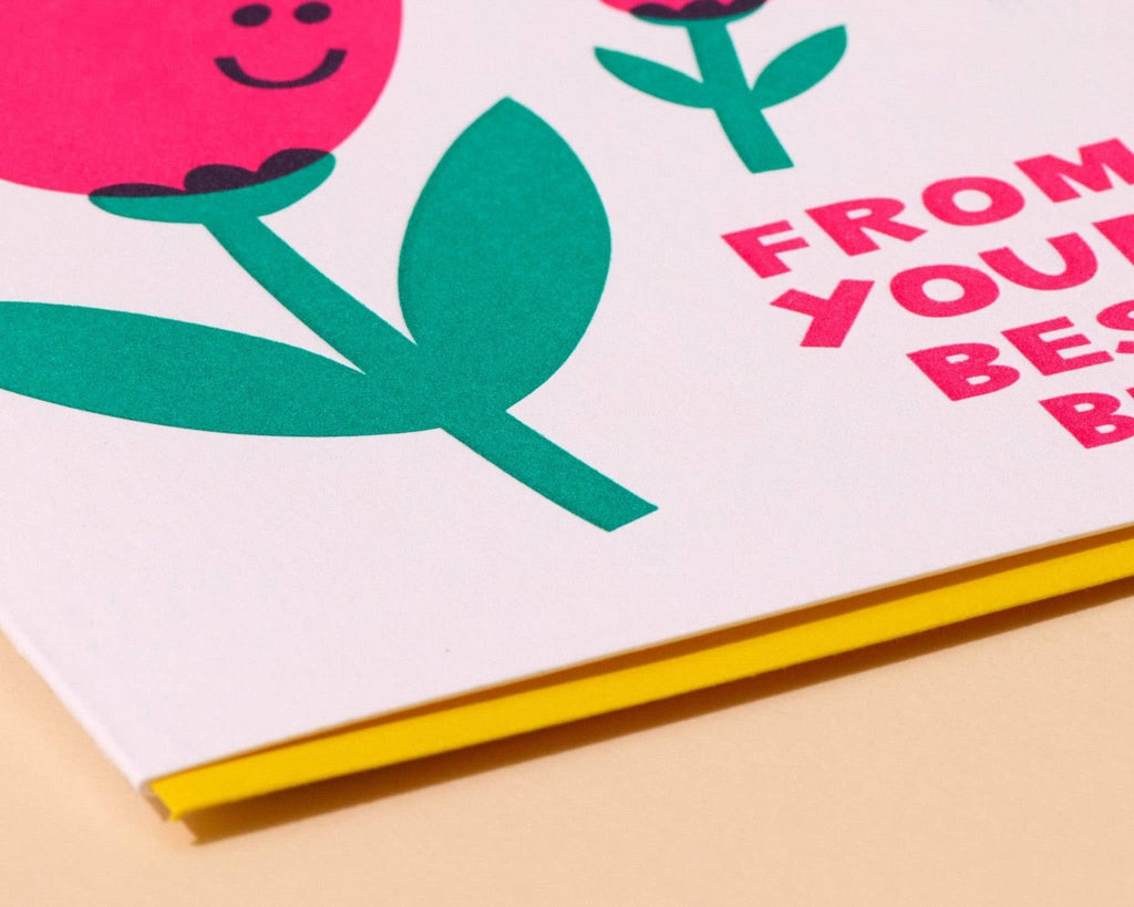 Letterpress Mother's Day Card—Mom's Best Bud (Tulip)