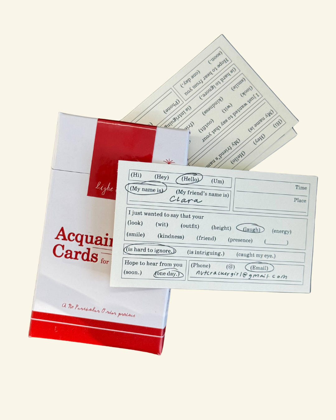 Acquaintance Cards: modern calling cards for flirting