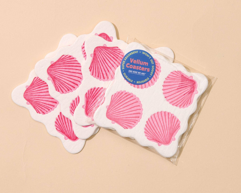 Letterpress Vellum Coaster Set—Scalloped Modern Shells