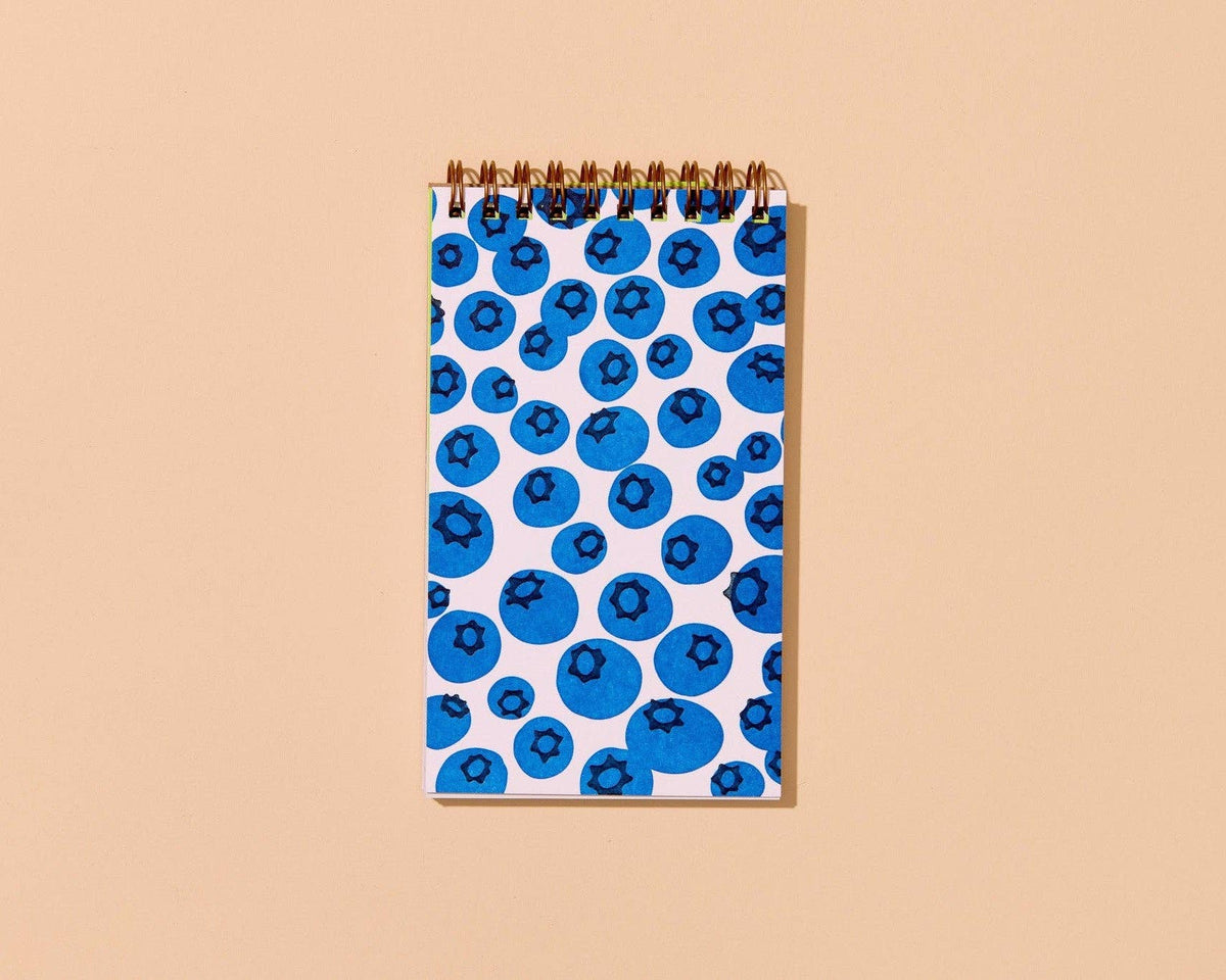 Letterpress Small Spiral Notebook (Lined)—Blueberry