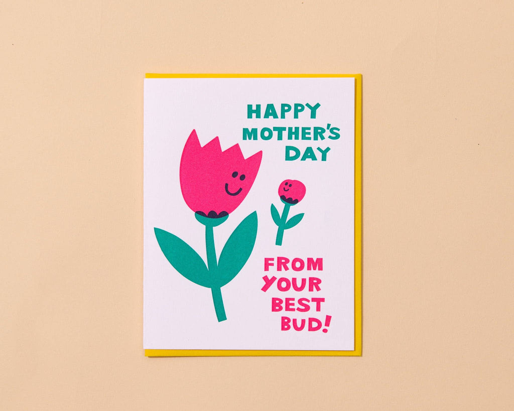 Letterpress Mother's Day Card—Mom's Best Bud (Tulip)