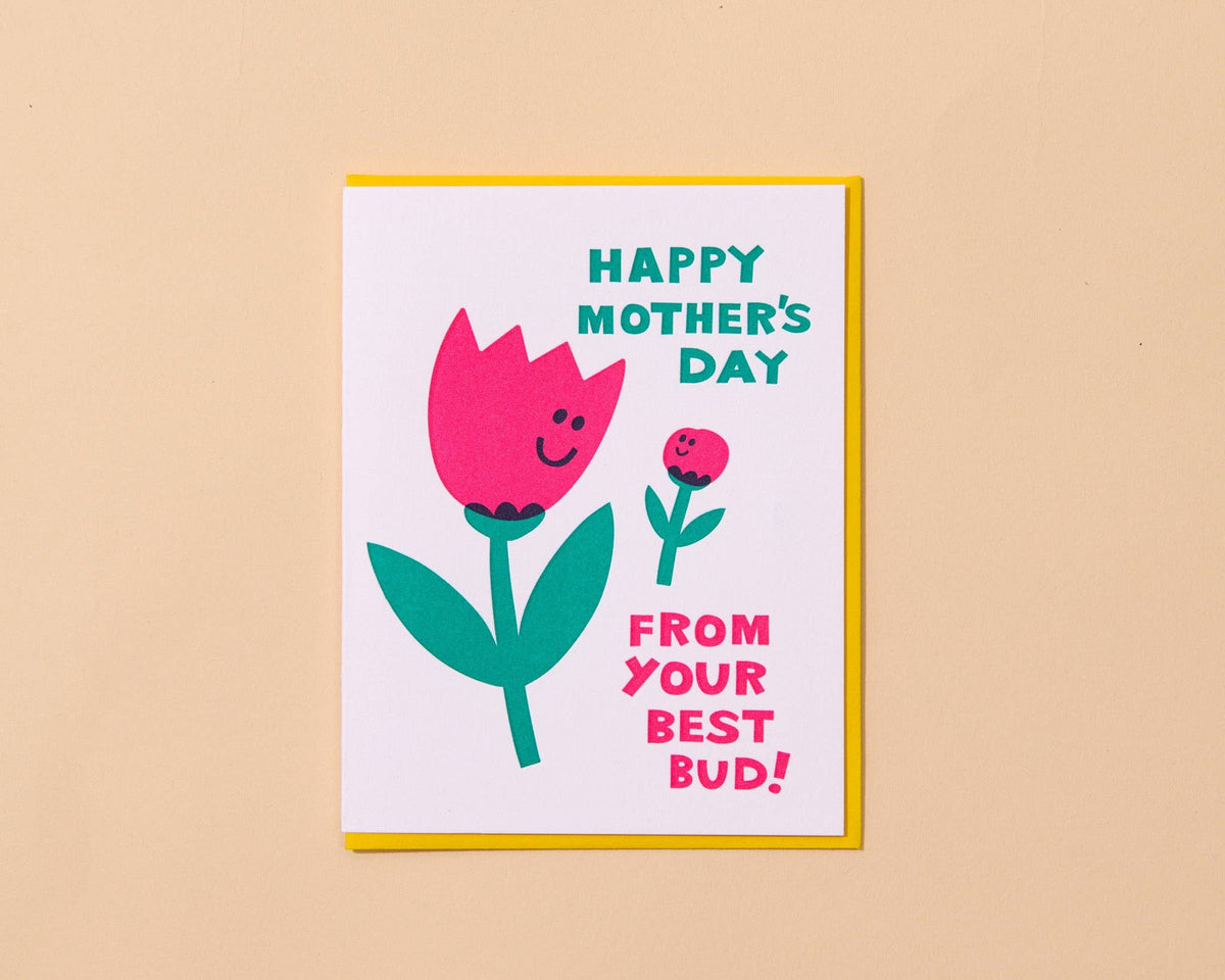 Letterpress Mother's Day Card—Mom's Best Bud (Tulip)