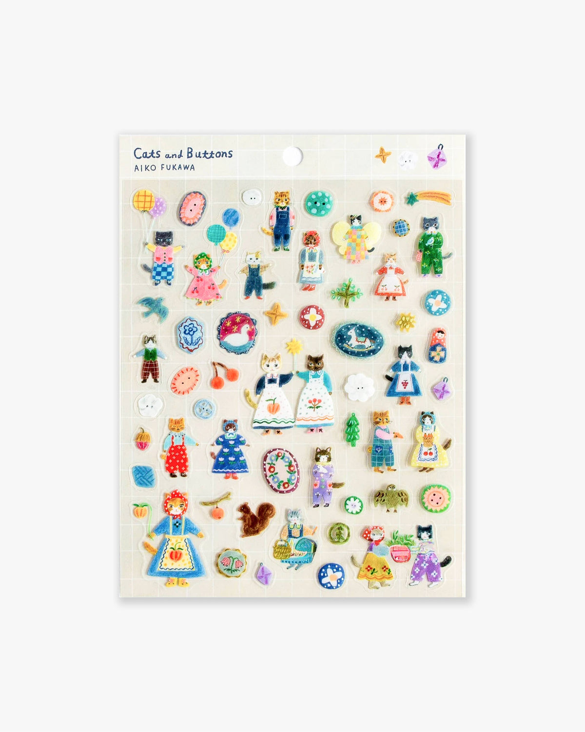 Clear Sticker Sheet - Cats and Buttons