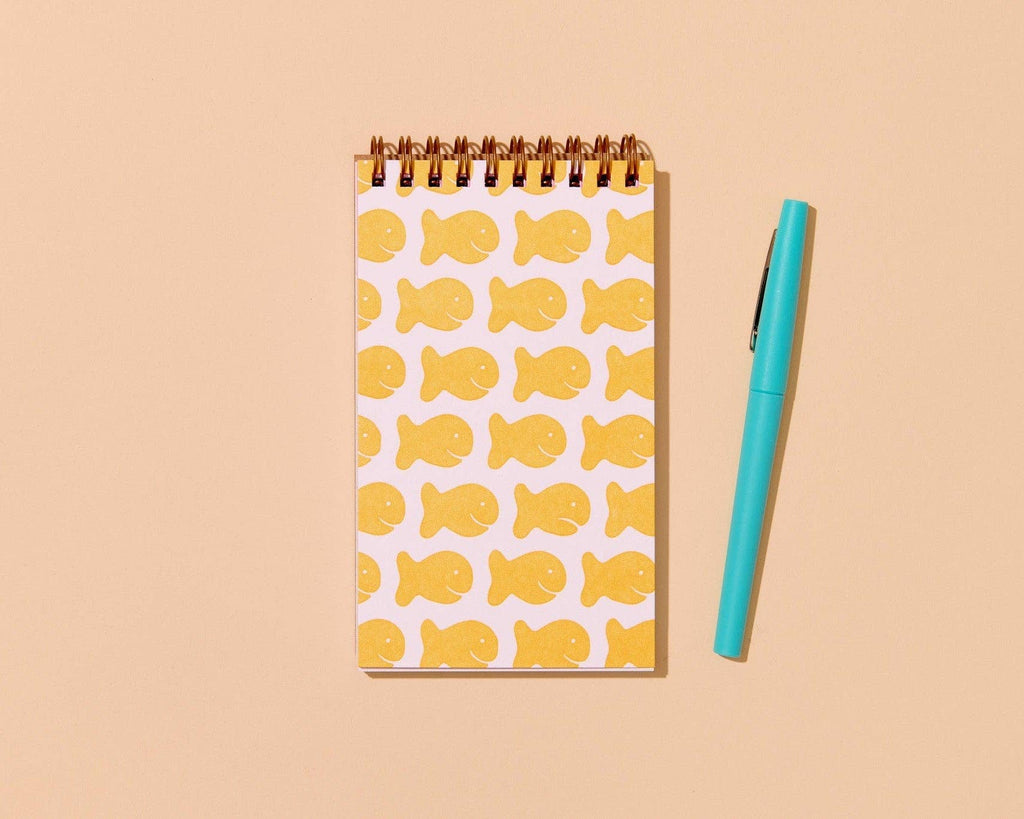 Letterpress Small Spiral Notebook (Lined)— Fish Crackers