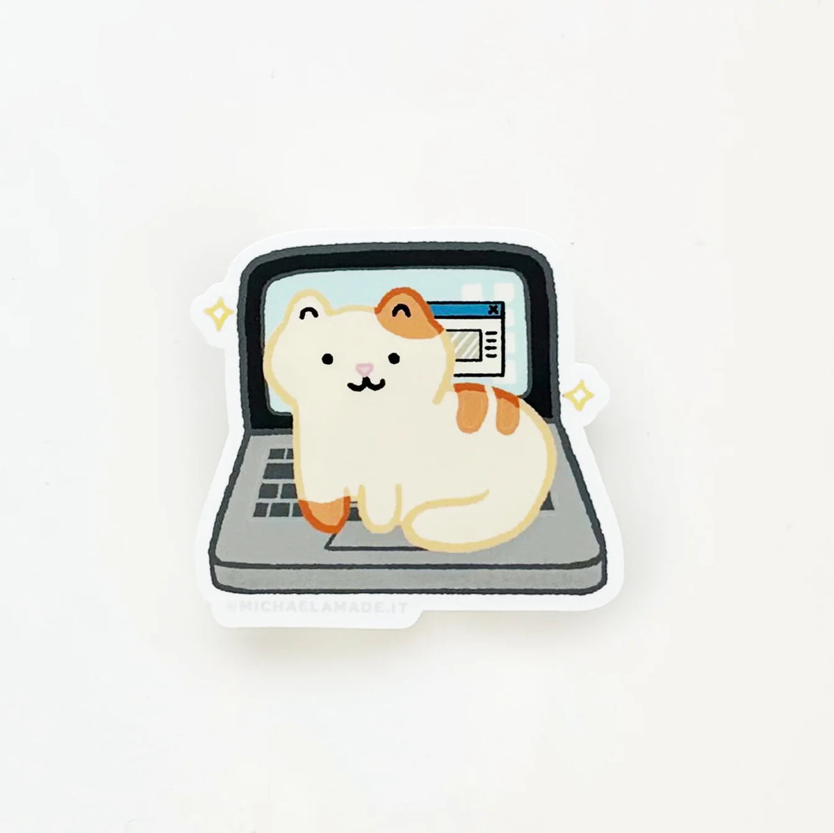 Laptop Cat Sticker by Michaela Made