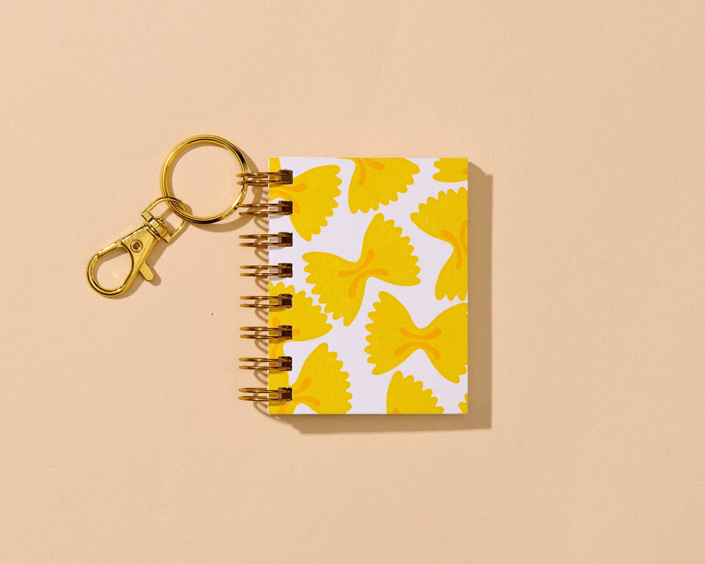 Letterpress Teenybook Mini Notebook Bag Charm—Bow Tie Pasta