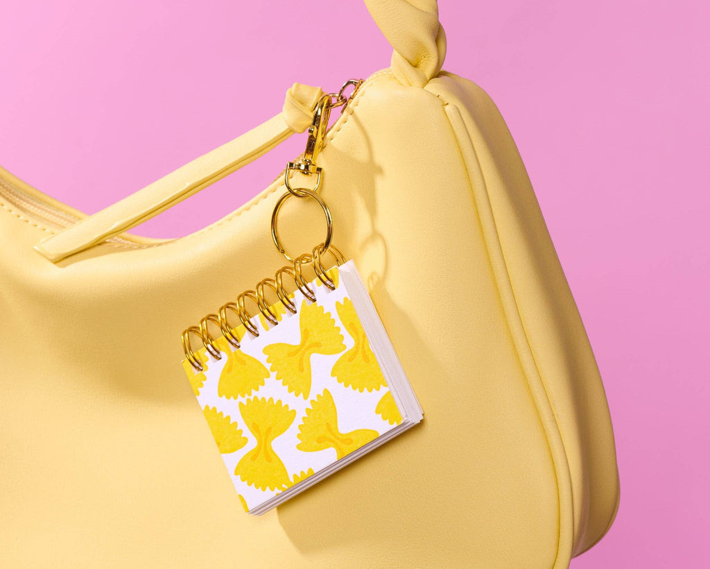 Letterpress Teenybook Mini Notebook Bag Charm—Bow Tie Pasta