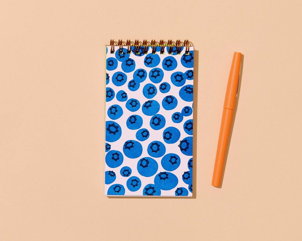 Letterpress Small Spiral Notebook (Lined)—Blueberry