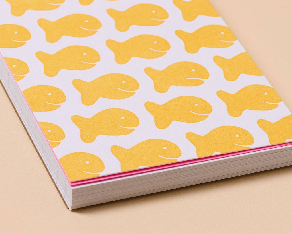 Letterpress Small Spiral Notebook (Lined)— Fish Crackers