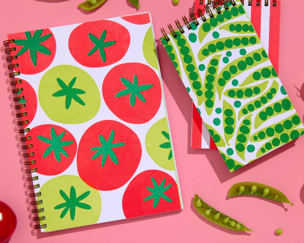 Letterpress A5 Spiral Notebook (Lined)—Tomatoes