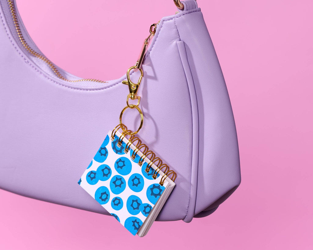 Letterpress Teenybook Mini Notebook Bag Charm—Blueberry