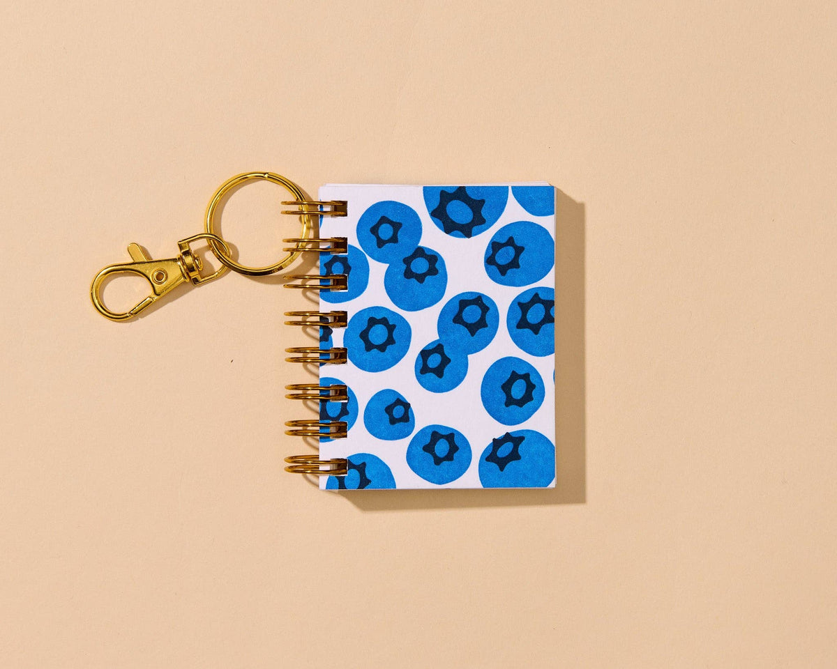 Letterpress Teenybook Mini Notebook Bag Charm—Blueberry