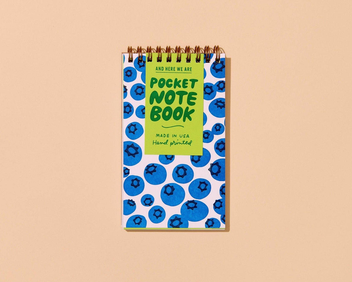 Letterpress Small Spiral Notebook (Lined)—Blueberry