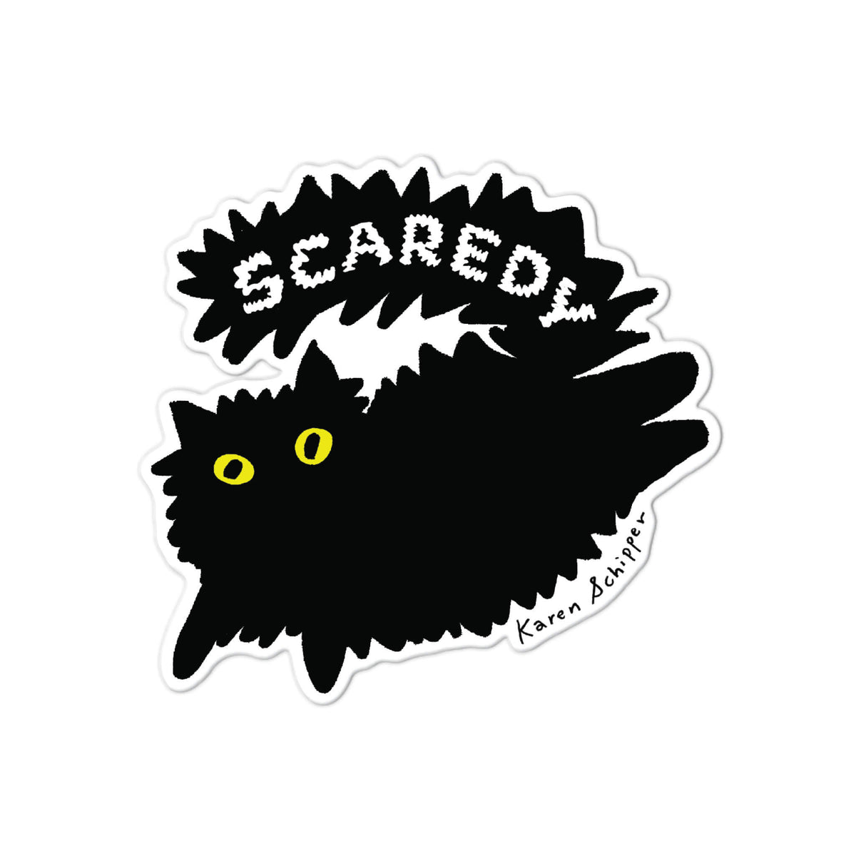 Scaredy Cat Sticker - Funny Black Cat Vinyl Sticker
